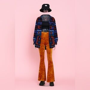 Gold Velvet Flare Pants